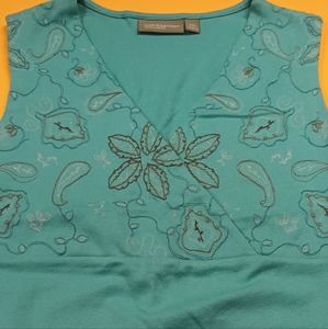 Croft & Barrow stretch tank top style petite medium, teal